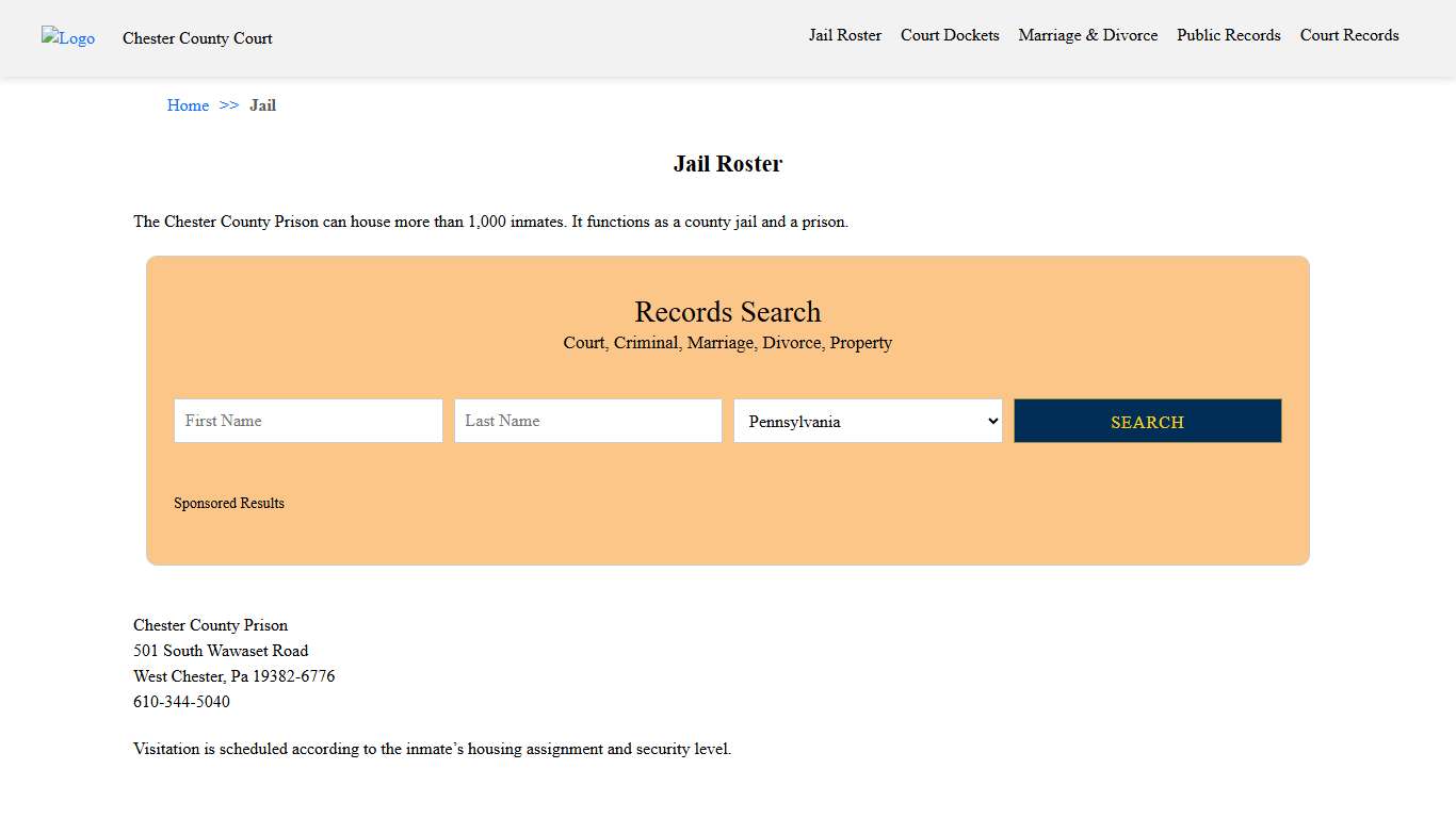 Jail Roster | Chester County Court