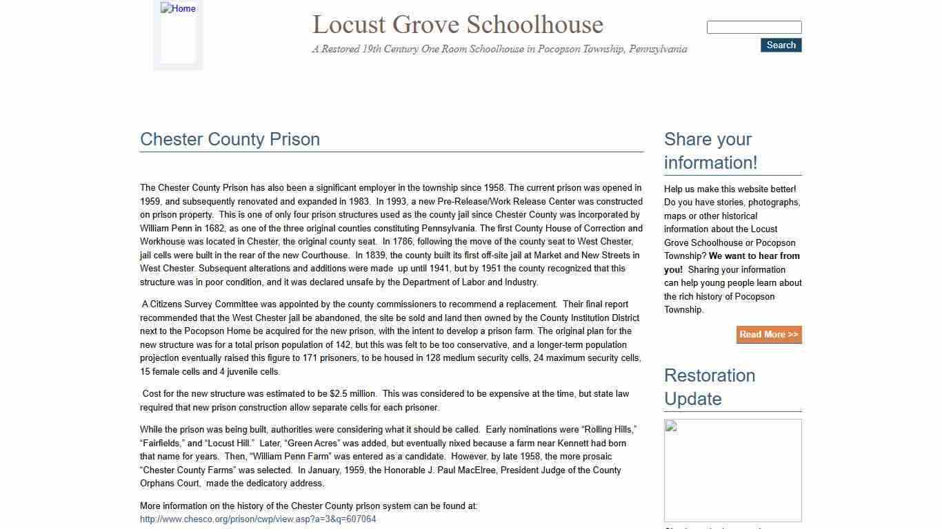 Chester County Prison | Locust Grove Schoolhouse