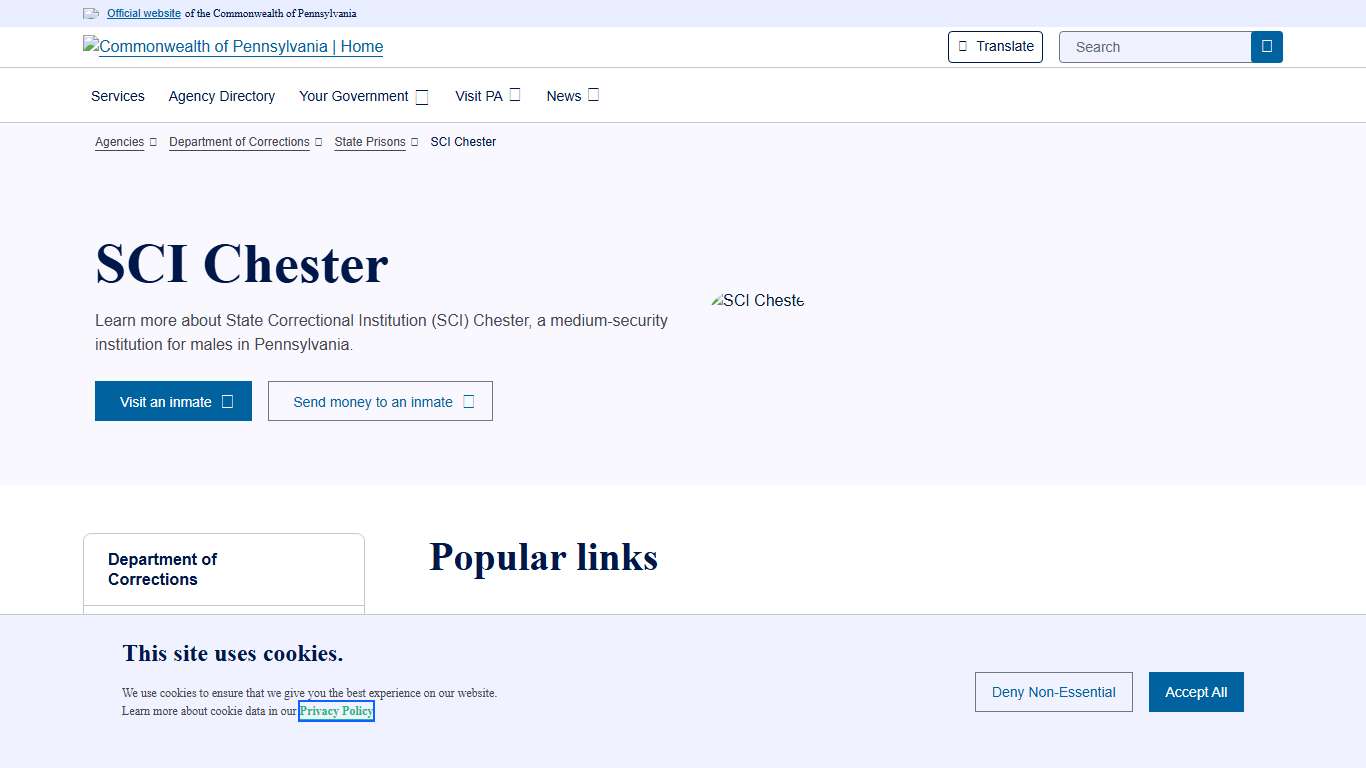 SCI Chester | Department of Corrections | Commonwealth of Pennsylvania