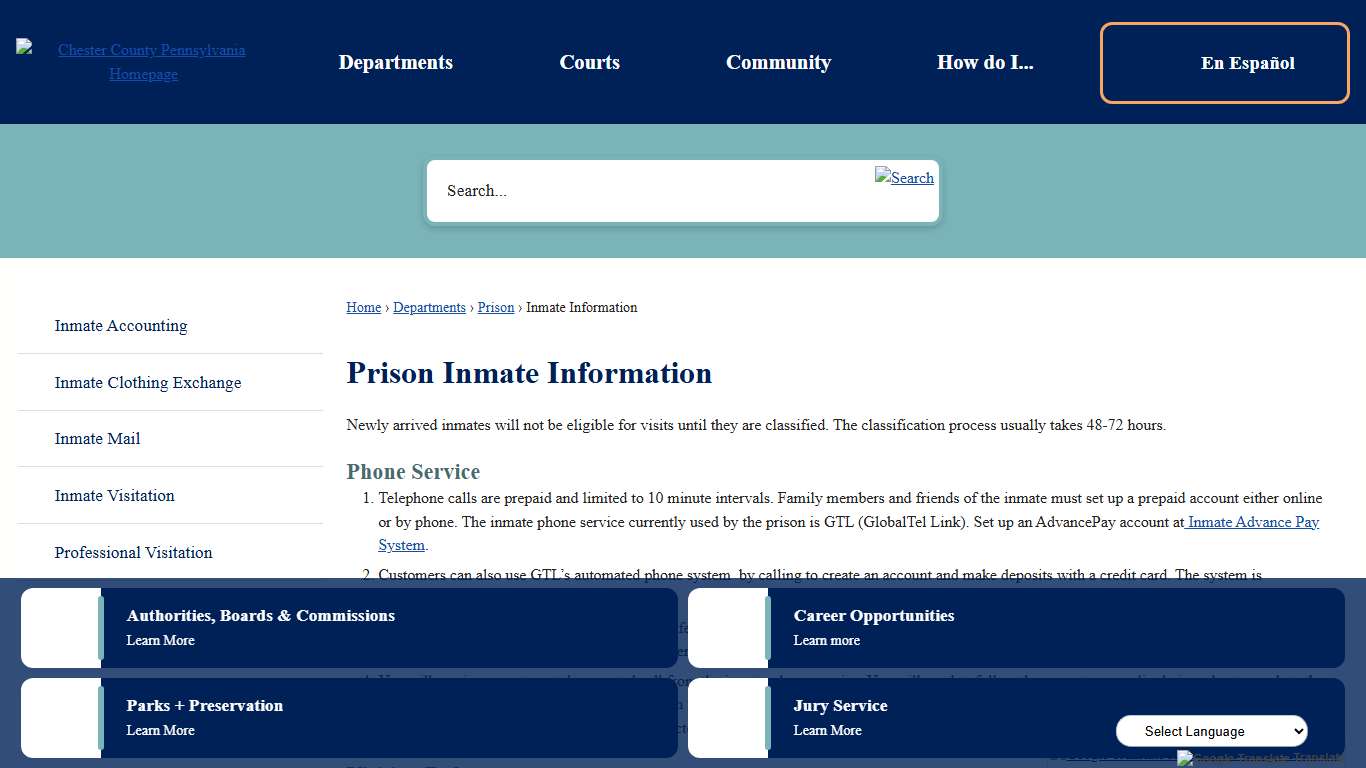 Prison Inmate Information | Chester County, PA - Official Website